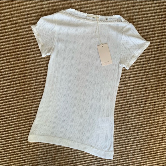 NWT Doen Pauline Cotton Boatneck Short Sleeve Top Salt Quelle Joilie Pointelle - Picture 6 of 13